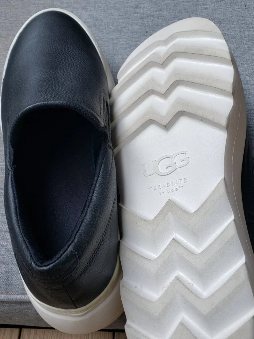 EUC UGG MARIN Mega Sashay Slip on leather jet black (11.5)
